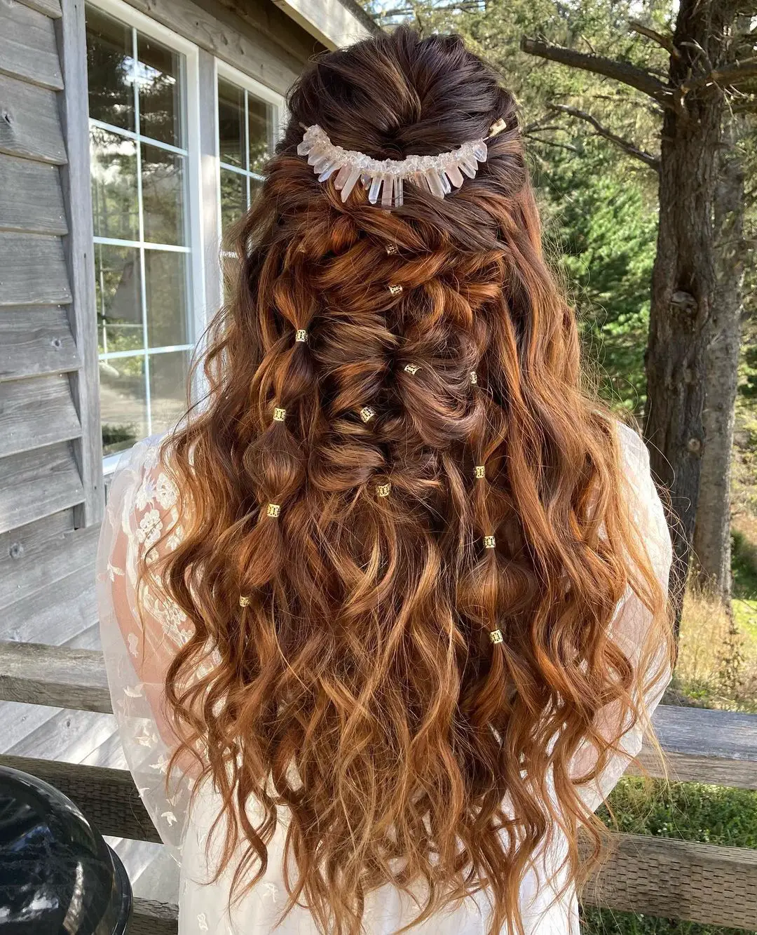 31-best-half-up-half-down-hairstyles-for-curly-hair Bohemian Variety