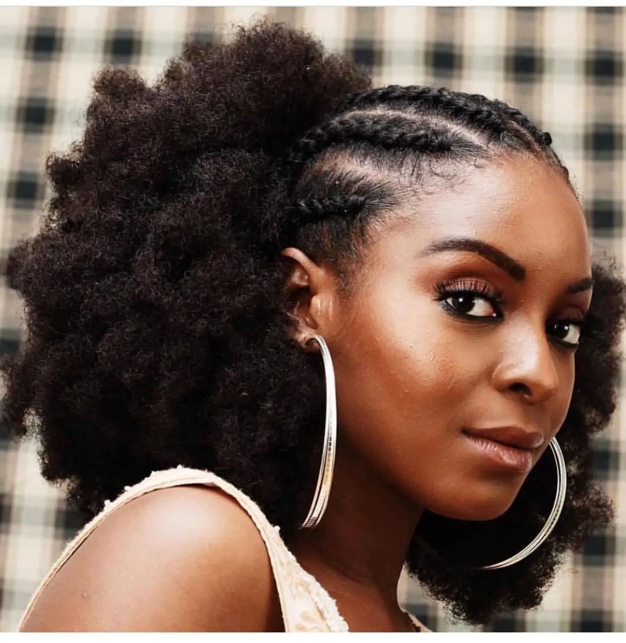 31-best-half-up-half-down-hairstyles-for-curly-hair Half Cornrows to Afro