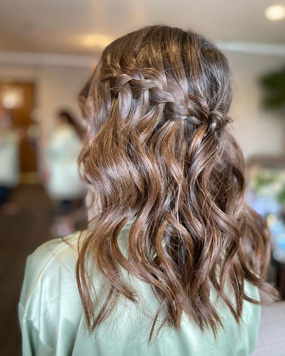31-best-half-up-half-down-hairstyles-for-curly-hair Waterfall Braid