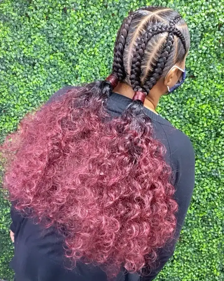 50-best-braided-hairstyles-for-black-women Crossed over Goddess Braids to Double Puff