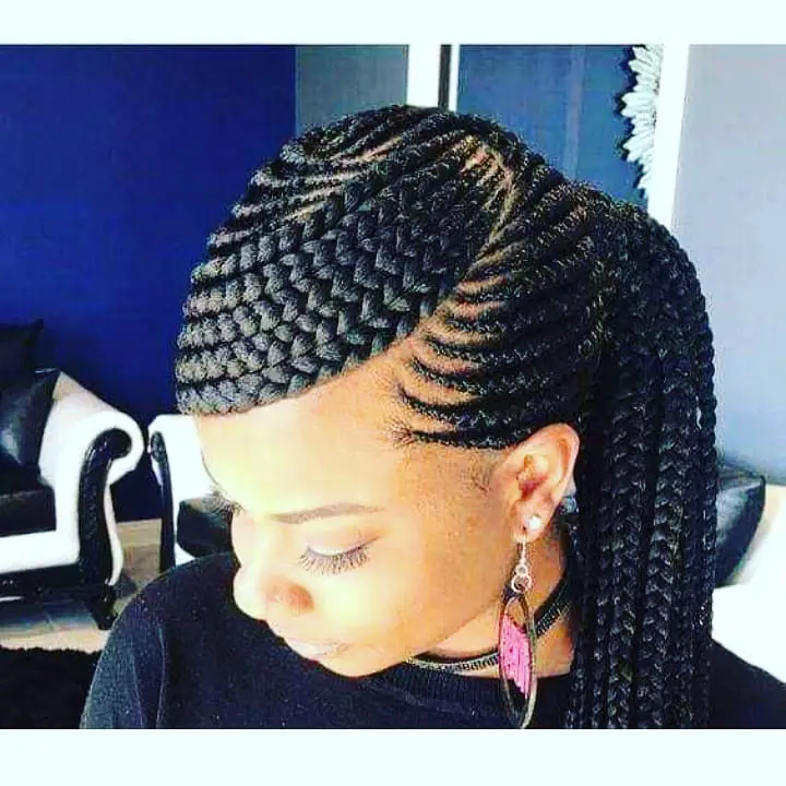 50-best-braided-hairstyles-for-black-women Side Sweep Cornrows