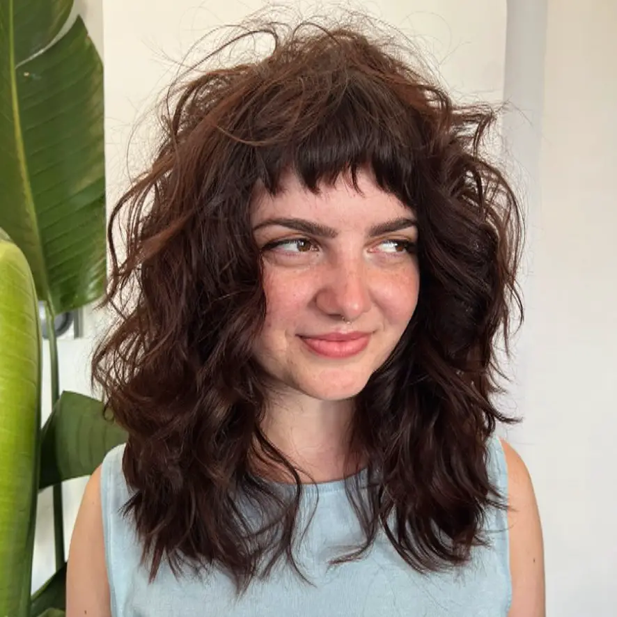 50-best-hairstyles-for-women-with-thick-coarse-hair Curly Shag with Short Bangs