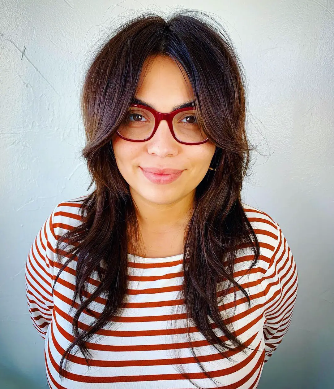 28-bangs-with-glasses-hairstyle-ideas Long Curtain Bangs