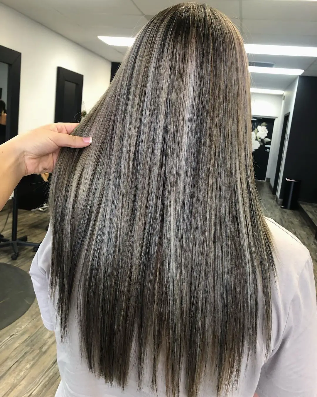 30-gray-and-038-silver-highlights-on-brown-hair-trending-light-and-038-dark-ideas Silver and Gray Tones on Long Sleek Hair