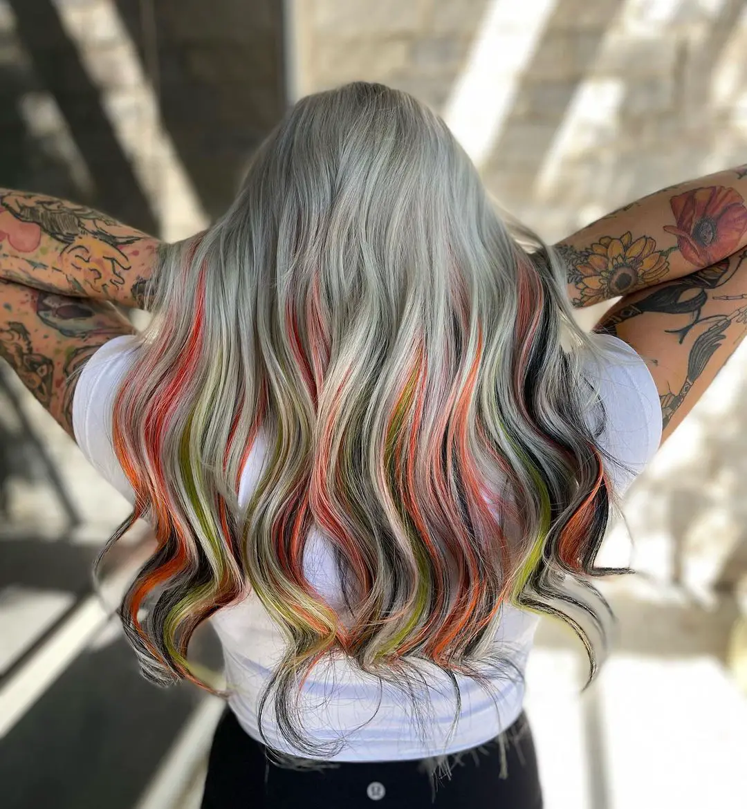 31-best-multicolored-hair-ideas-trending-styles-to-try Ash Silver With Peekaboo Highlights