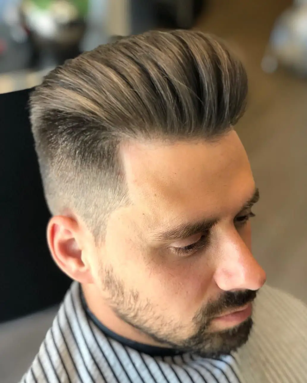 33-medium-length-hairstyles-for-men-that-are-low-maintenance Pompadour With Fade