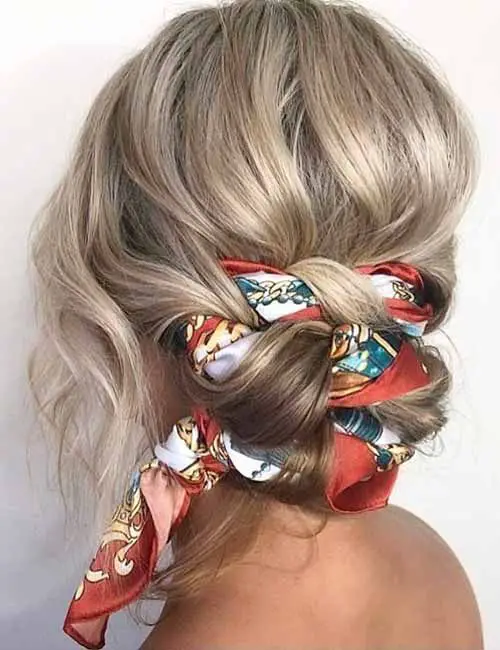 35-beautiful-scarf-in-hair-ideas-trending-styles-to-try Blended Bun And Scarf