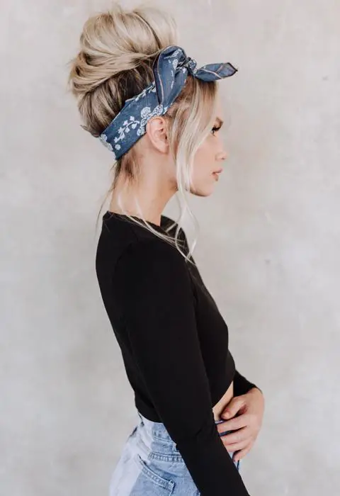 35-beautiful-scarf-in-hair-ideas-trending-styles-to-try Bun And Bandana