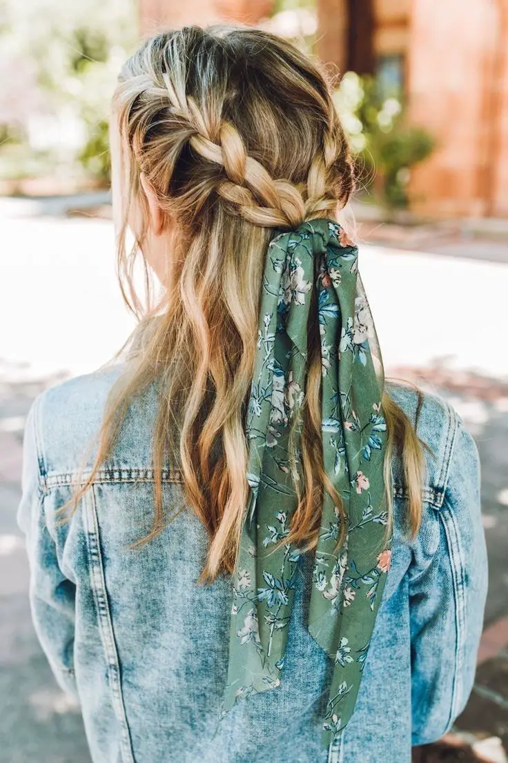 35-beautiful-scarf-in-hair-ideas-trending-styles-to-try Scarf Braid Tie
