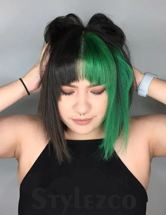 35-best-green-hair-ideas-trending-colors-to-try-in-2023 Dark Green & Black Hair