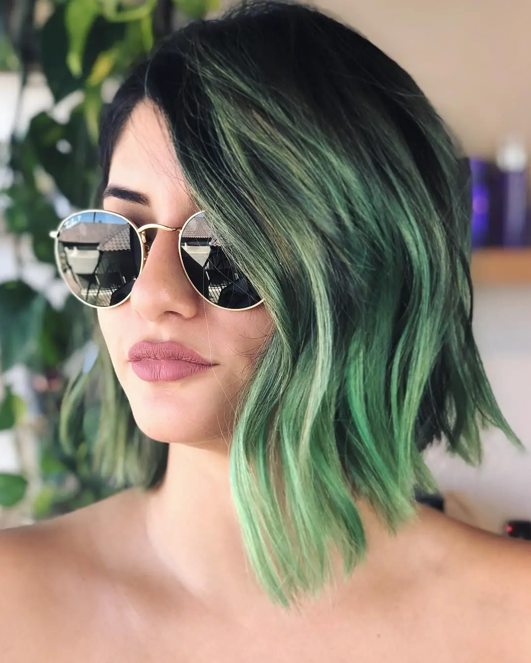35-best-green-hair-ideas-trending-colors-to-try-in-2023 Green Bob