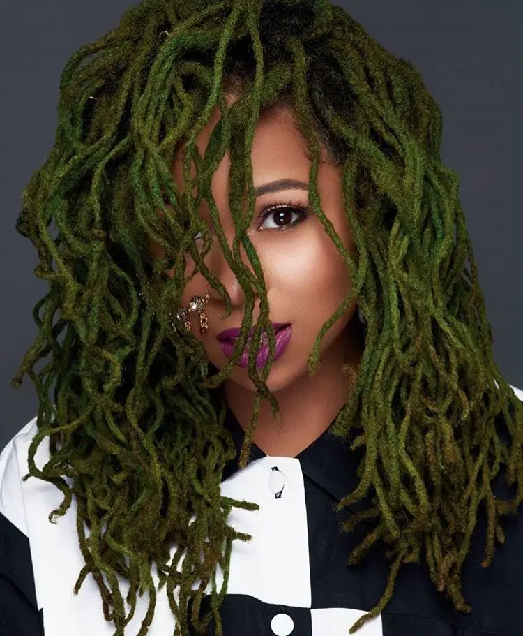 35-best-green-hair-ideas-trending-colors-to-try-in-2023 Olive Green Deadlocks