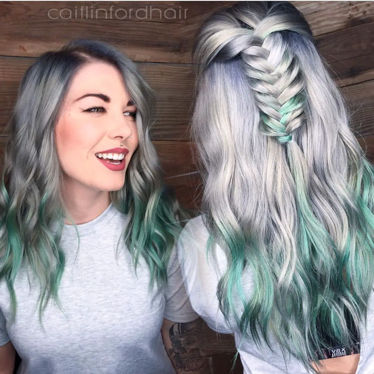 35-best-green-hair-ideas-trending-colors-to-try-in-2023 Silver & Green Hair