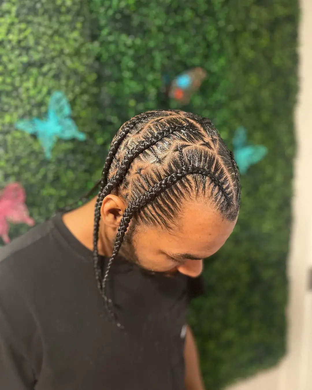 42-coolest-braid-hairstyles-for-black-men Horizontal Cornrows with Zigzag Detai