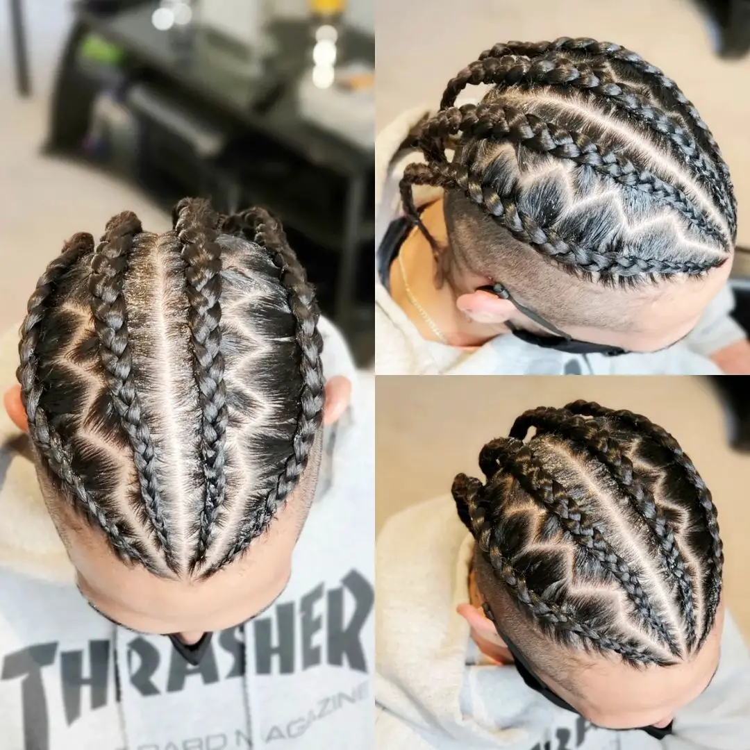 42-coolest-braid-hairstyles-for-black-men Zig Zag Dutch Braids