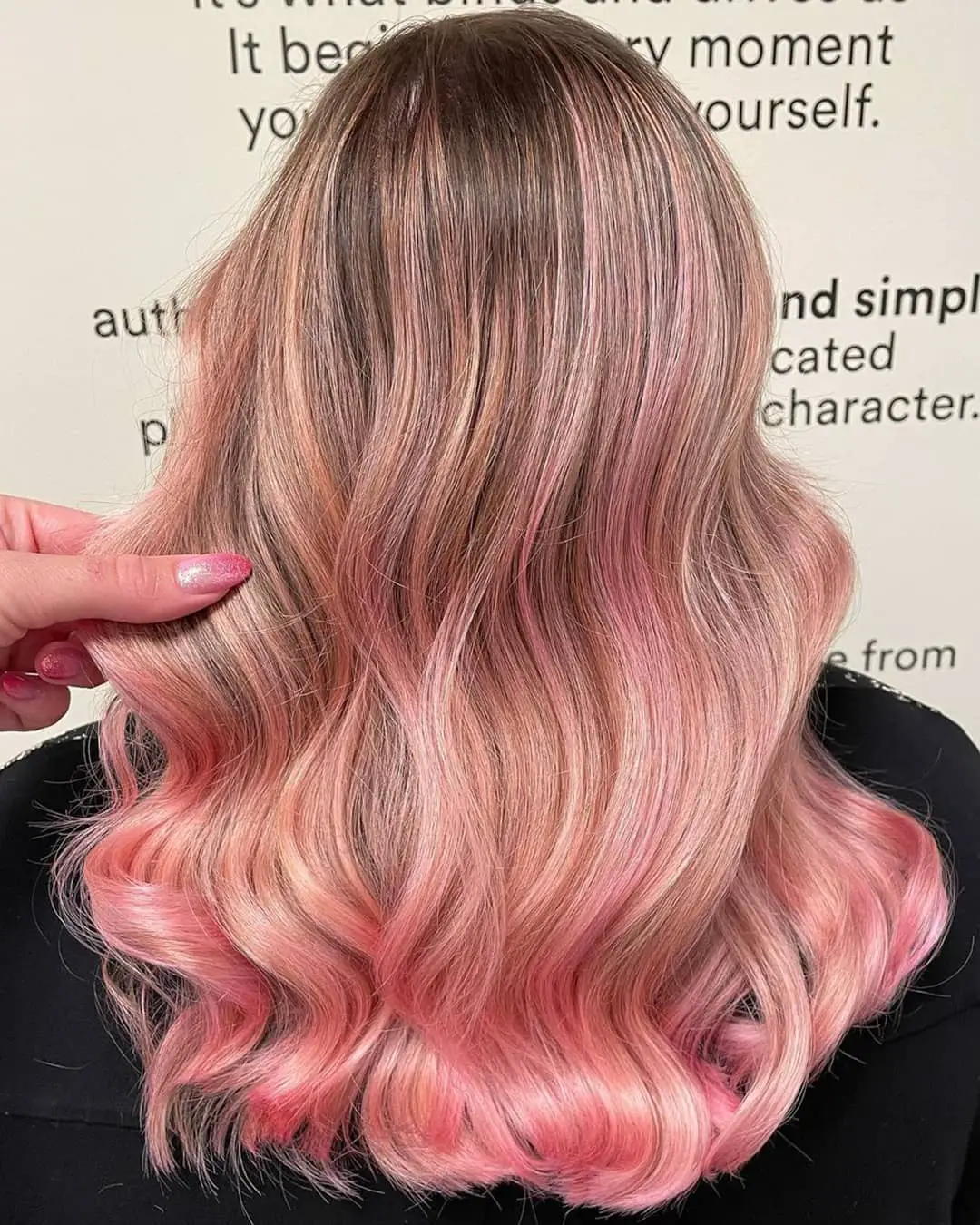 43-best-hairstyles-for-pink-hair Dusty Rose and Golden Waves