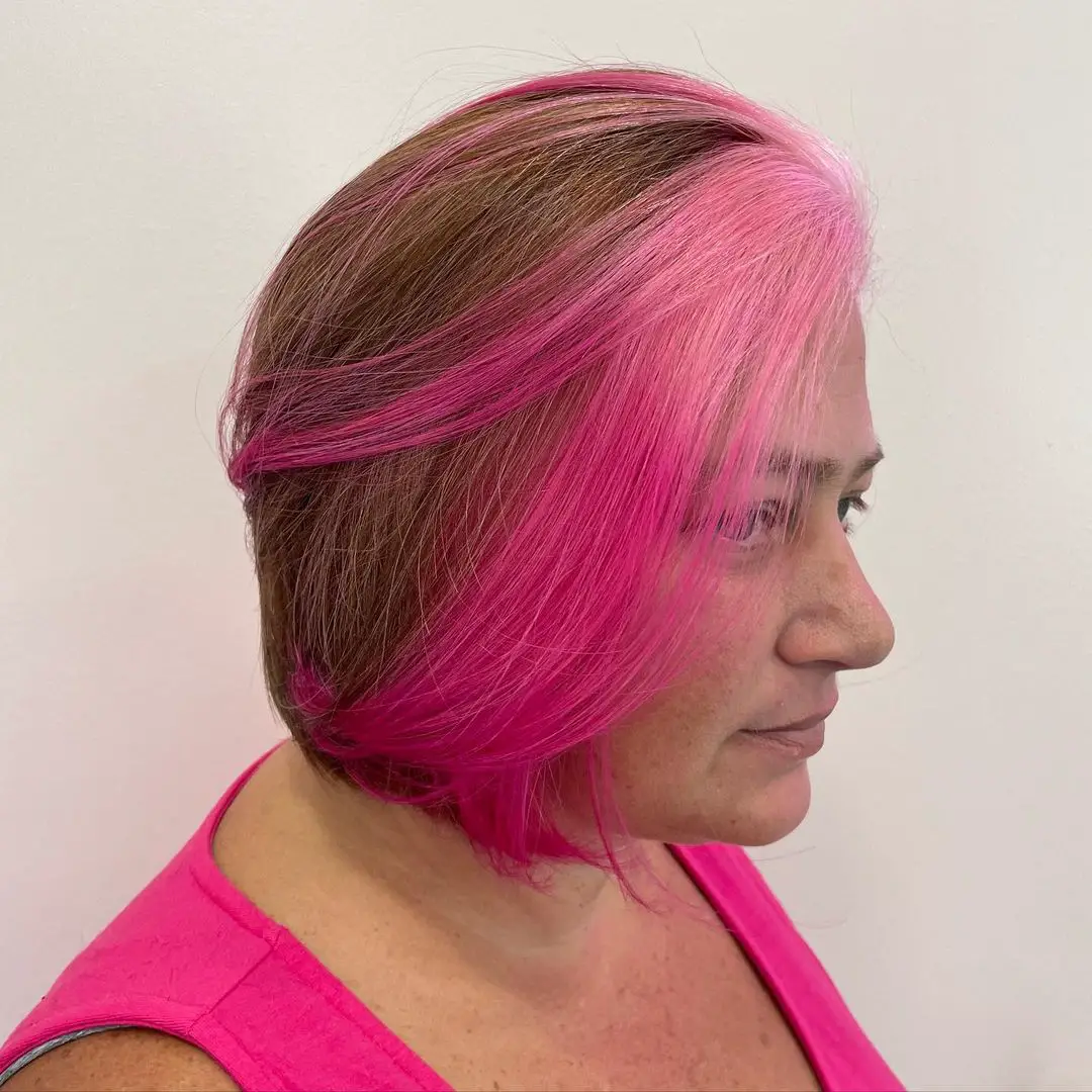 43-best-hairstyles-for-pink-hair Pink Bob Money Piece