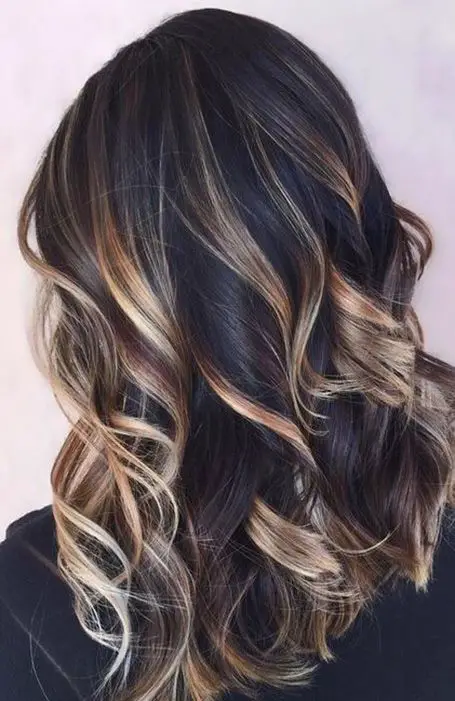 45-sexy-black-hair-ideas-trending-colors-to-try-in-2023 Blonde Highlights
