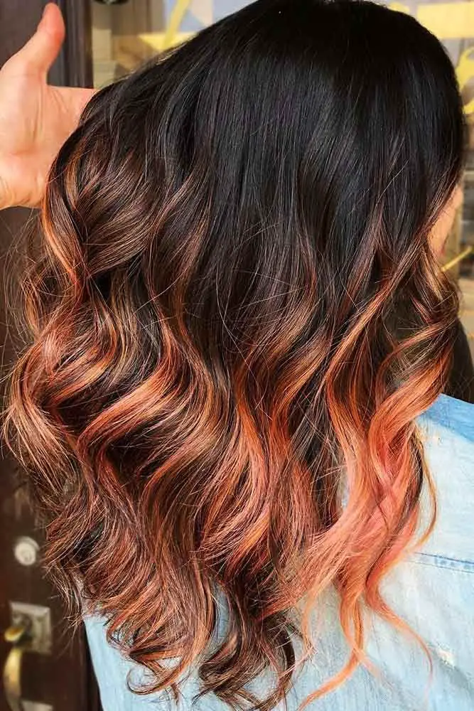 45-sexy-black-hair-ideas-trending-colors-to-try-in-2023 Rosy Orange Highlights