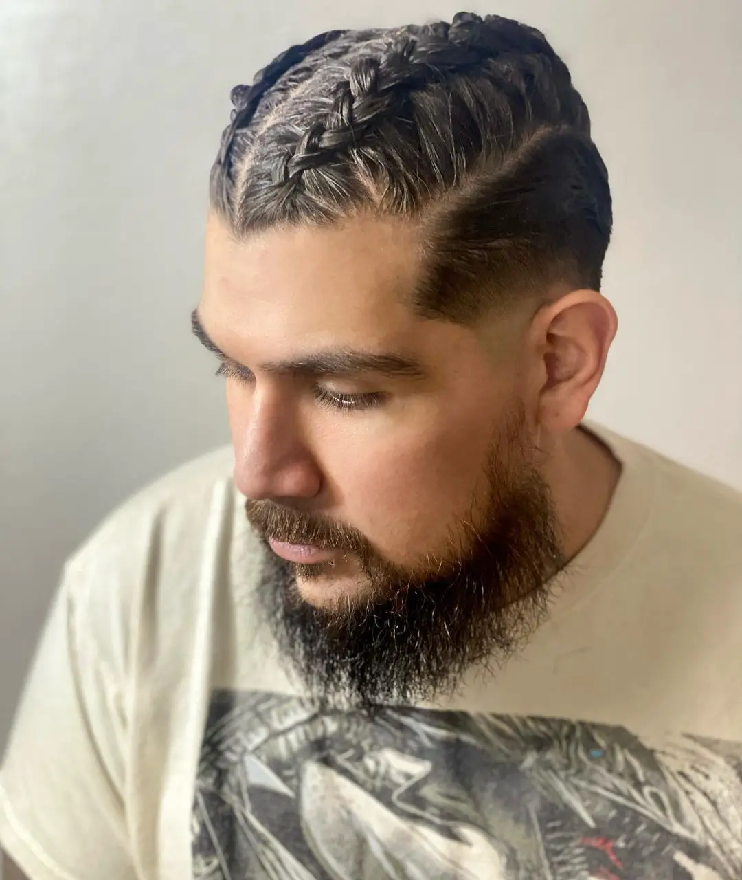 50-best-hairstyles-for-big-men Low Fade with Braids