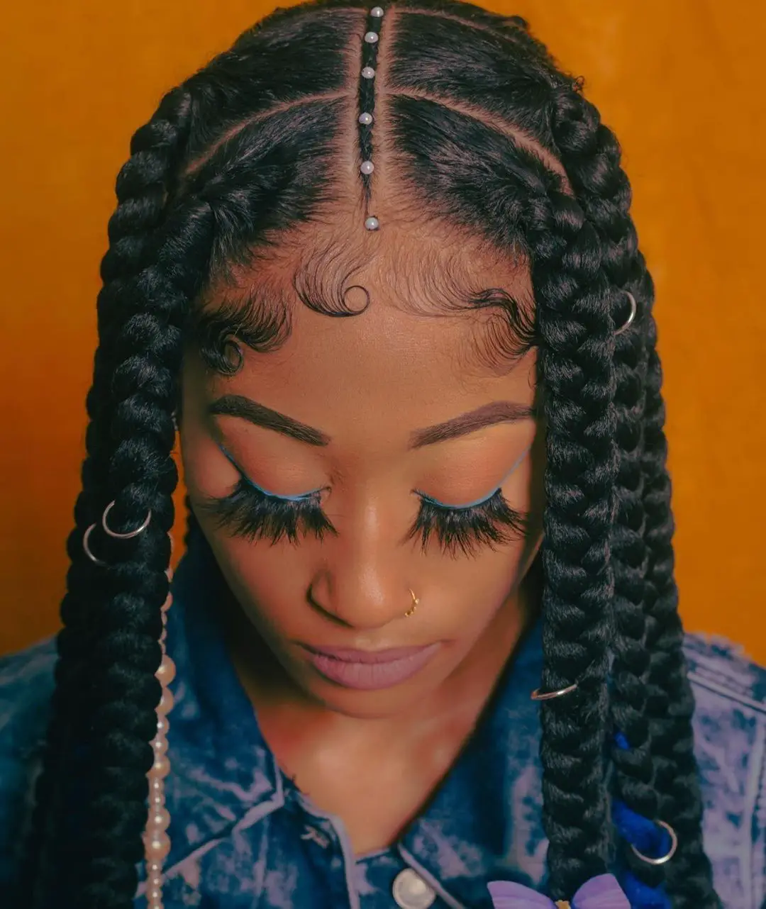 50-best-knotless-braid-hairstyles-trending-this-year Middle Cornrow