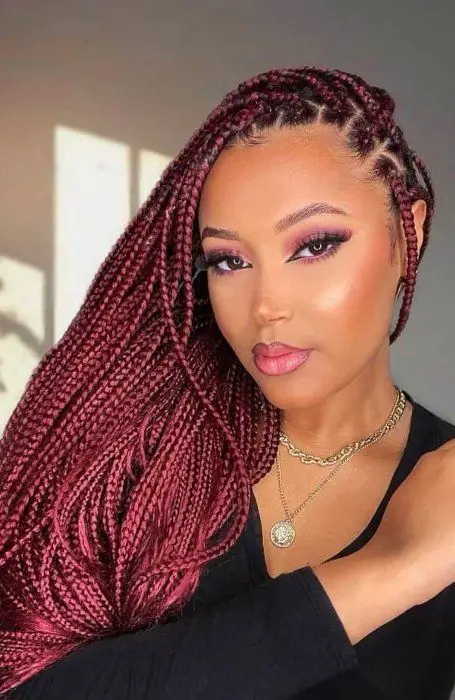 50-best-knotless-braid-hairstyles-trending-this-year Red Knotless Braids