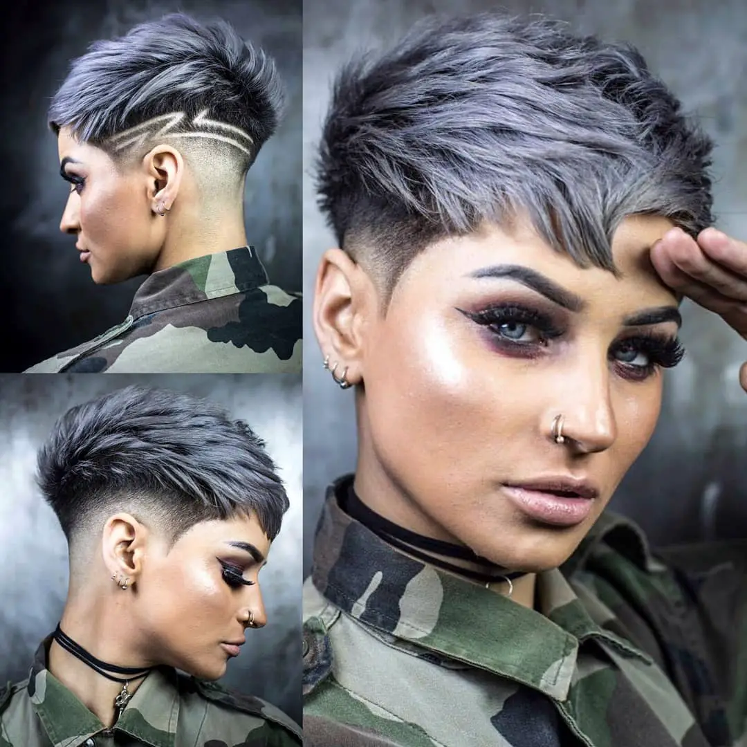50-coolest-shaved-haircuts-for-women-short-back-and-038-sides Faded Smokey Pixie and Hair Design