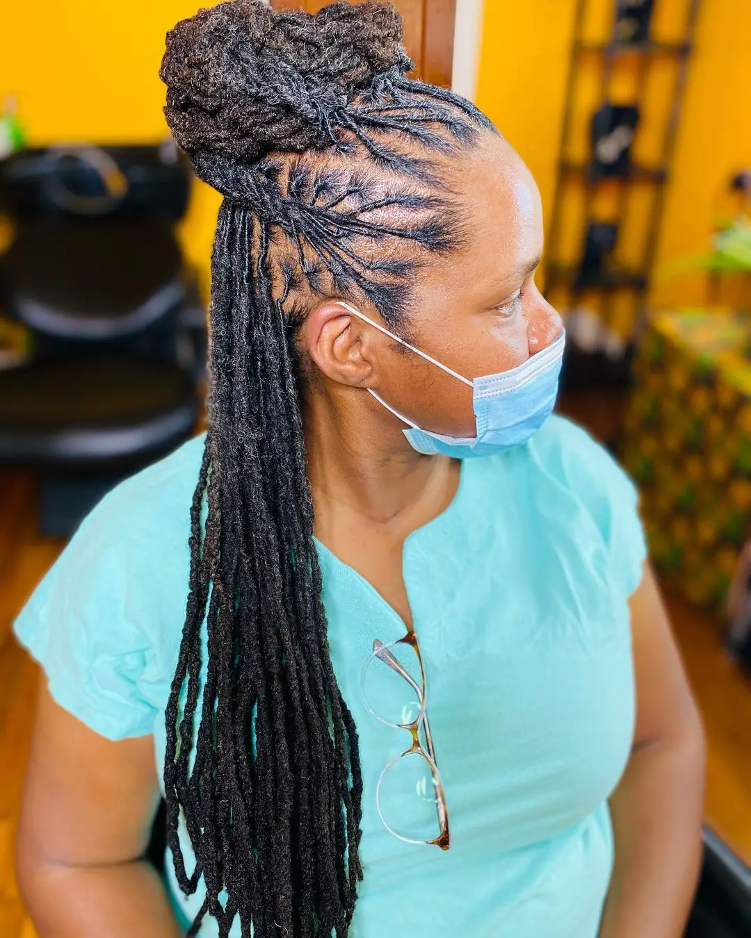 50-loc-styles-for-women-easy-starter-dreads-youand-8217-ll-love Long Locs with Half Up Bun