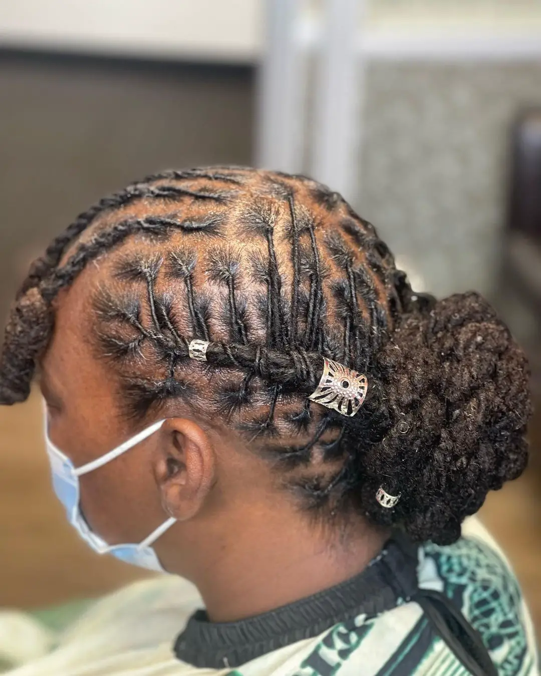 50-loc-styles-for-women-easy-starter-dreads-youand-8217-ll-love Low Loc Bun with Loc Bangs