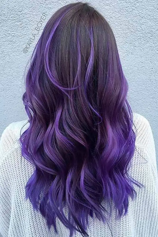 51-blue-and-purple-hair-ideas-trending-colors-to-try Natural Roots With Purple Balayage