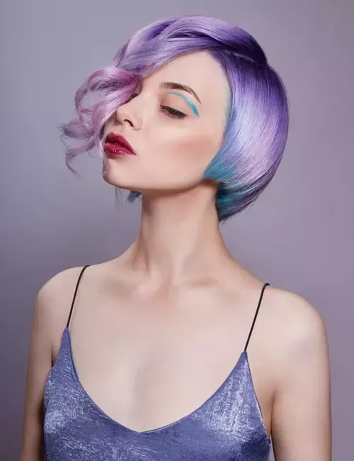 51-blue-and-purple-hair-ideas-trending-colors-to-try Pastel Metallic Bob