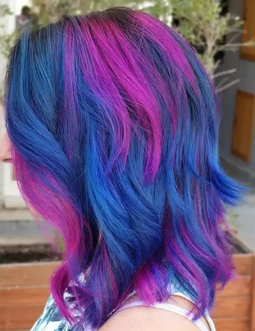 51-blue-and-purple-hair-ideas-trending-colors-to-try Pink and Blue Unicorn Hair