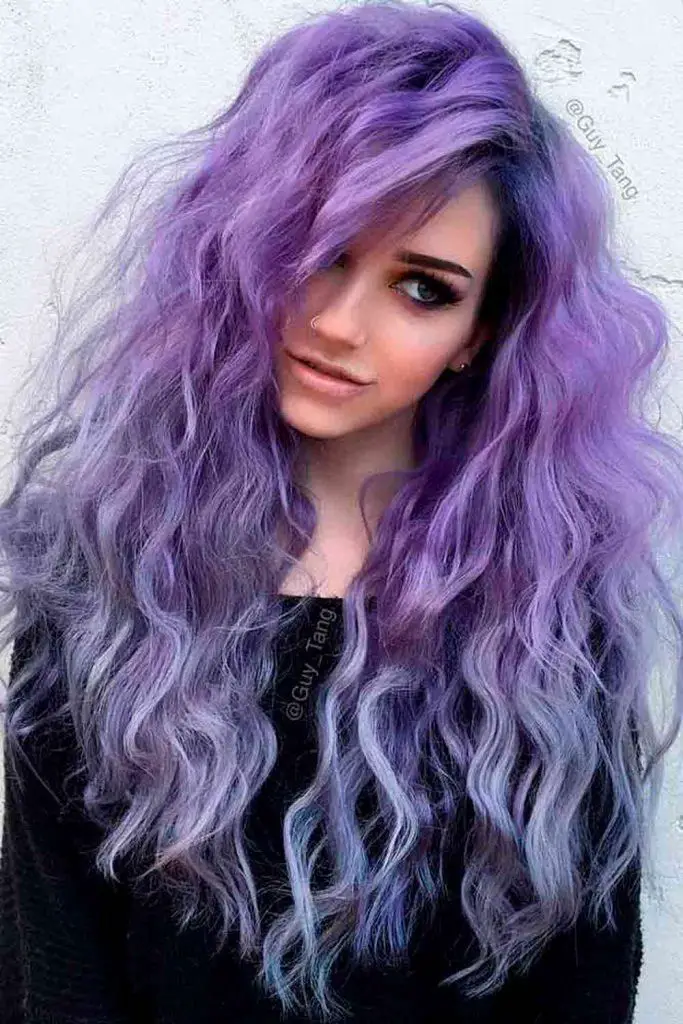 51-blue-and-purple-hair-ideas-trending-colors-to-try Thick And Curly Lavender Hair