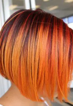 53-orange-hair-color-ideas-dark-burnt-red-orange-and-038-more Blood Orange Graduated Bob