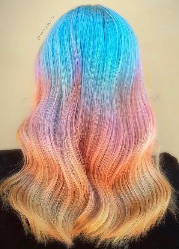 53-orange-hair-color-ideas-dark-burnt-red-orange-and-038-more Blue Ombre Hair With Peach