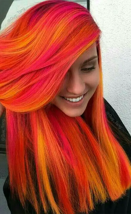 53-orange-hair-color-ideas-dark-burnt-red-orange-and-038-more Neon Flame Streaks