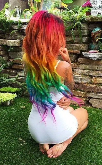 63-coolest-rainbow-hair-ideas-trending-colors-to-try Beach Waves Rainbow Hair