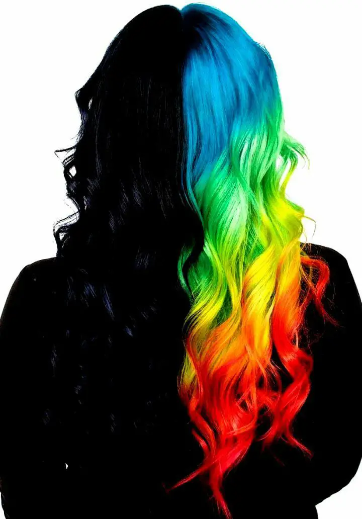 63-coolest-rainbow-hair-ideas-trending-colors-to-try Black and Rainbow Split Hair