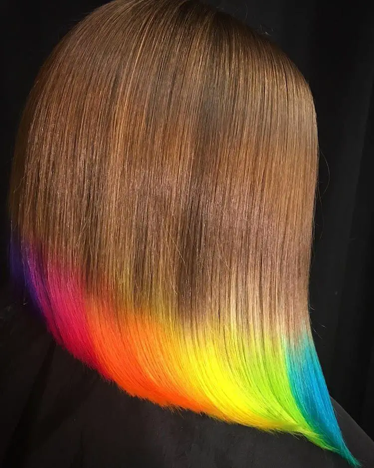 63-coolest-rainbow-hair-ideas-trending-colors-to-try Brown Hair With Rainbow Tips