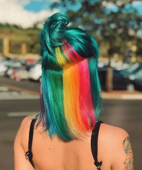 63-coolest-rainbow-hair-ideas-trending-colors-to-try Green Rainbow Hair