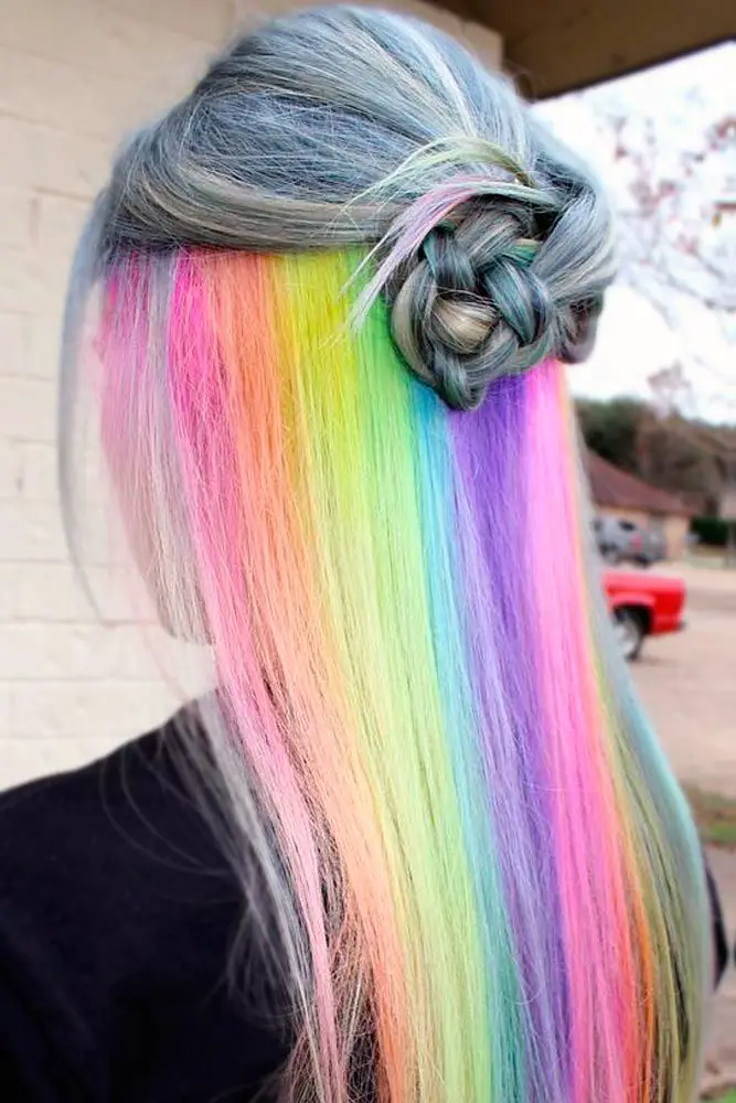 63-coolest-rainbow-hair-ideas-trending-colors-to-try Hidden Rainbow Hair