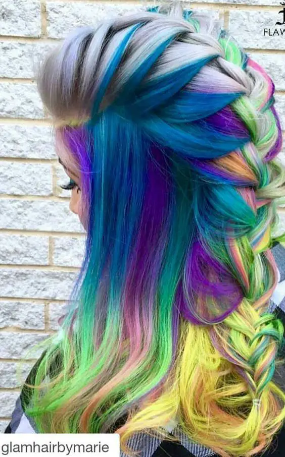 63-coolest-rainbow-hair-ideas-trending-colors-to-try Intricate Rainbow Braids