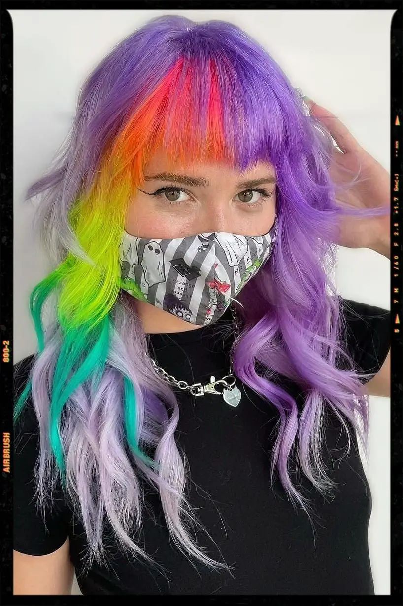 63-coolest-rainbow-hair-ideas-trending-colors-to-try Lavender Rainbow Hair