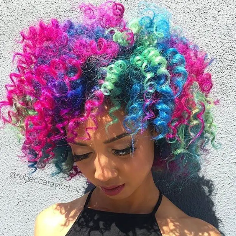 63-coolest-rainbow-hair-ideas-trending-colors-to-try Rainbow Afro
