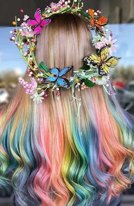 63-coolest-rainbow-hair-ideas-trending-colors-to-try Rainbow Festival Hair