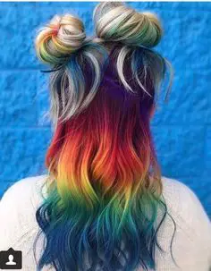 63-coolest-rainbow-hair-ideas-trending-colors-to-try Rainbow Hair Buns