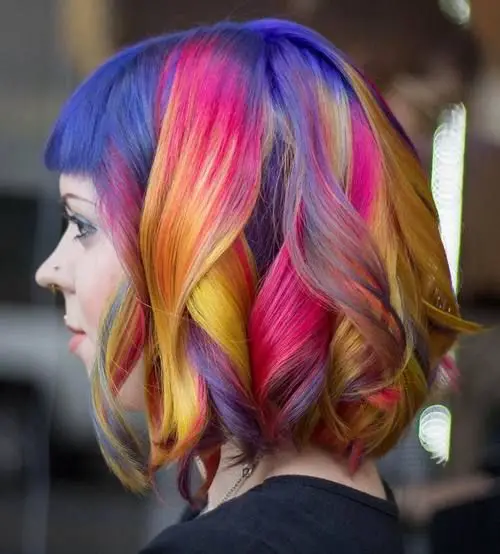 63-coolest-rainbow-hair-ideas-trending-colors-to-try Rainbow Lob Hair