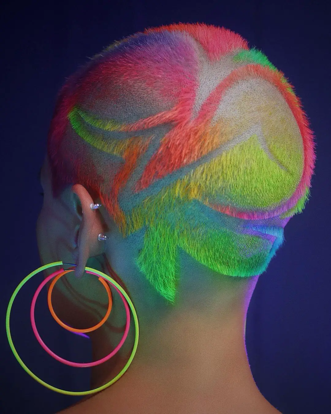 63-coolest-rainbow-hair-ideas-trending-colors-to-try Rainbow Neon Buzz Cut