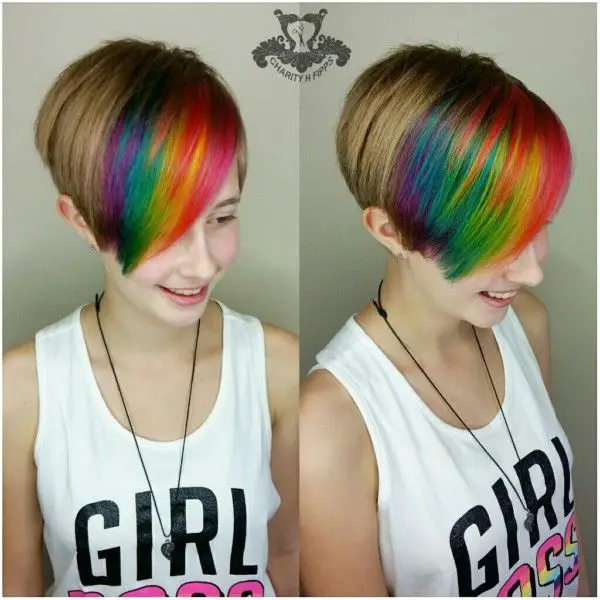 63-coolest-rainbow-hair-ideas-trending-colors-to-try Rainbow Pixie Bangs