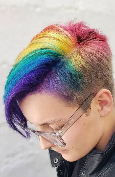 63-coolest-rainbow-hair-ideas-trending-colors-to-try Rainbow Pixie Cut